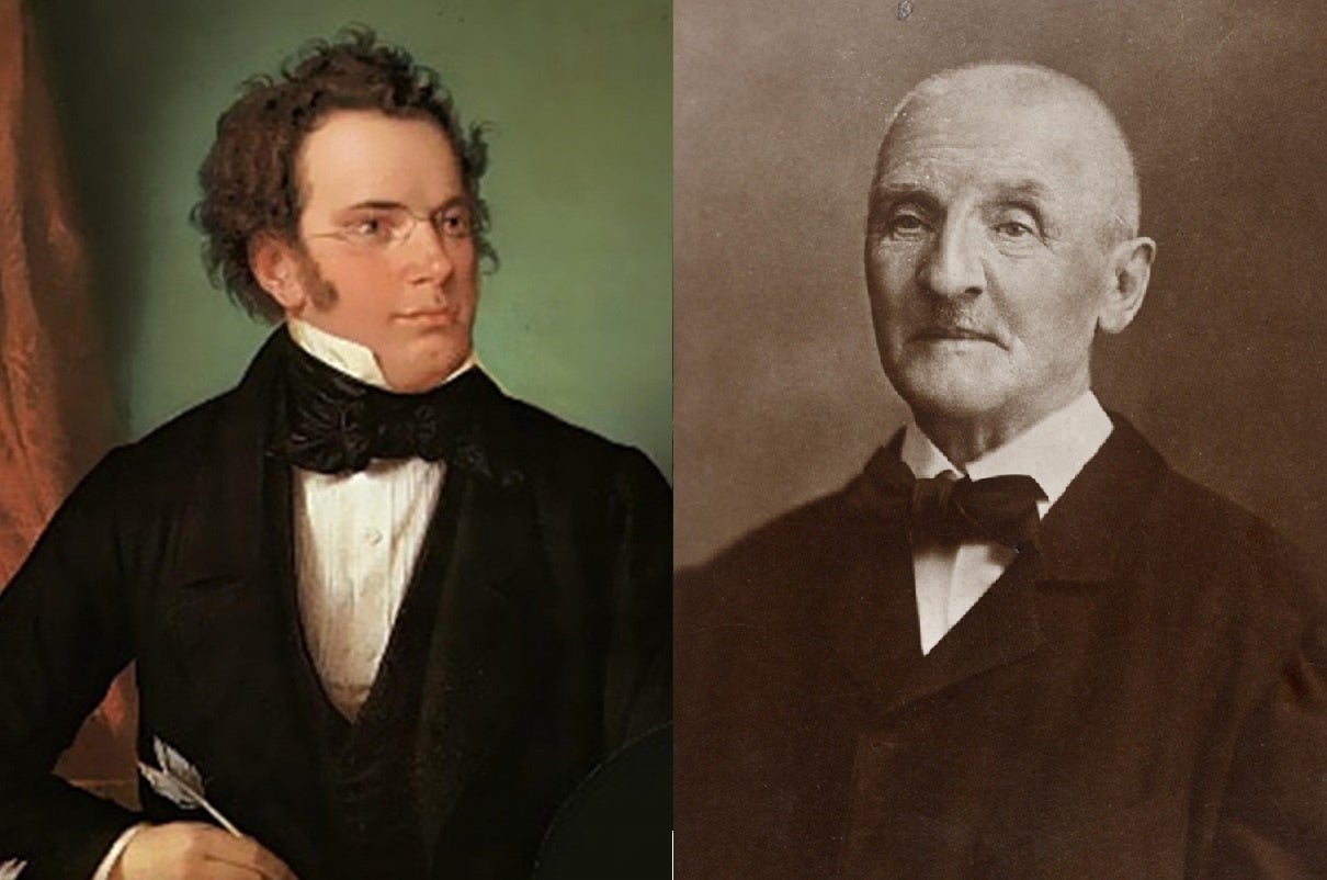 フランツ・シューベルト（右）、アントン・ブルックナー（右）