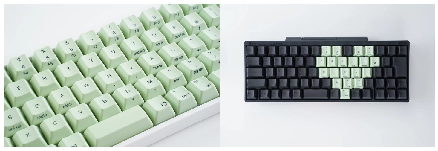 HHKB Professional HYBRID Type-Sと山葵(わさび)キートップの HHKB Professional HYBRID Type-Sと山葵(わさび)キートップの