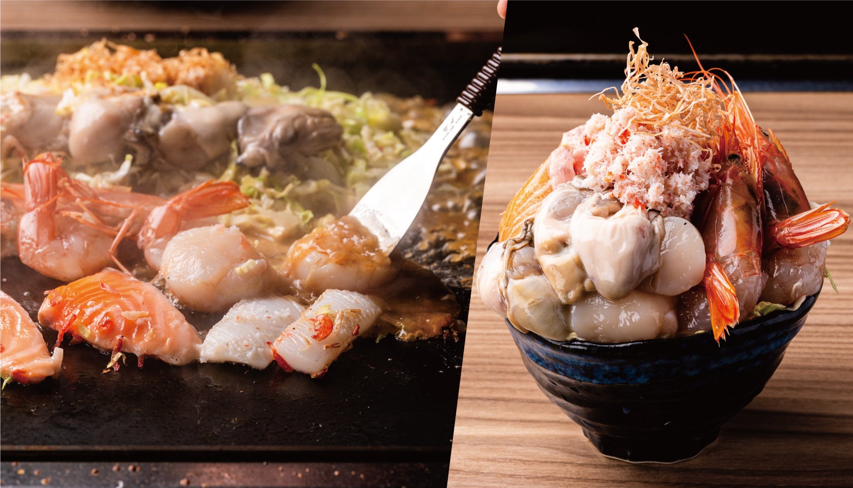 溢れんばかりの海の幸！一口⾷べればもうそこは北海道！