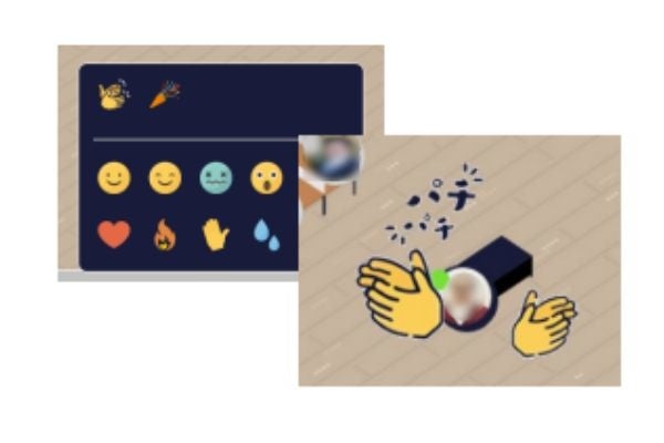 同一空間にいる人達にクラッカーや拍手を送り、称賛やお祝いの臨場感を再現します。