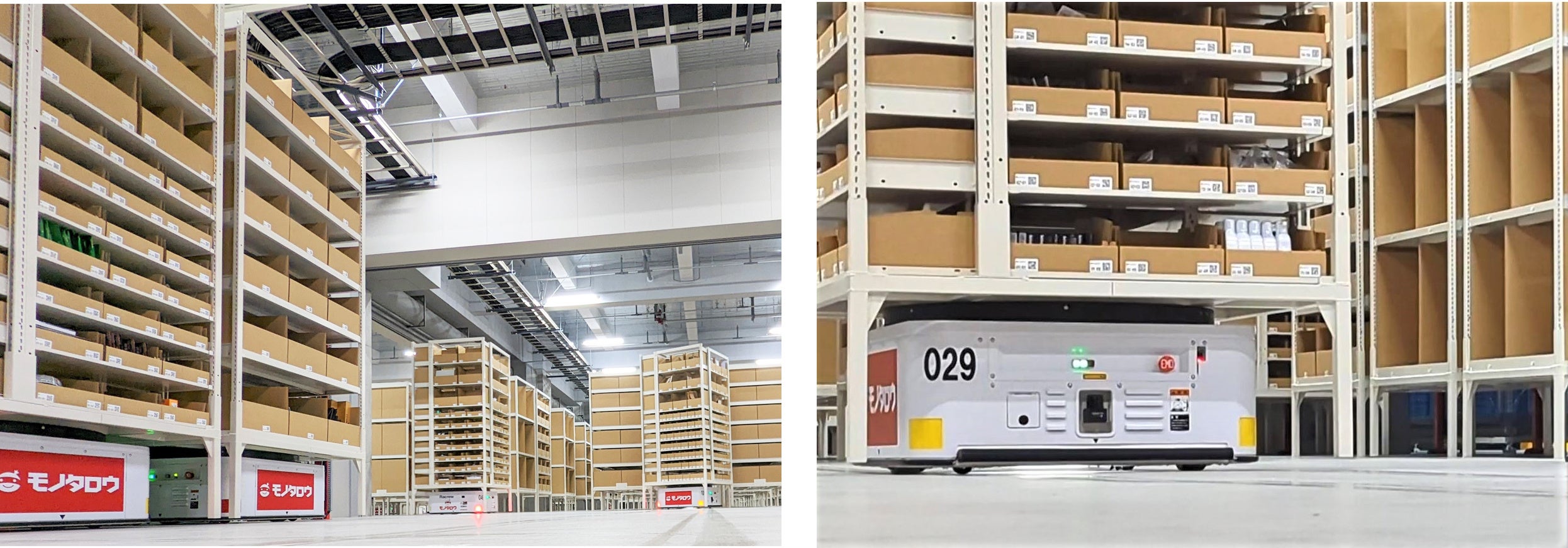 400台の小型無人搬送ロボット