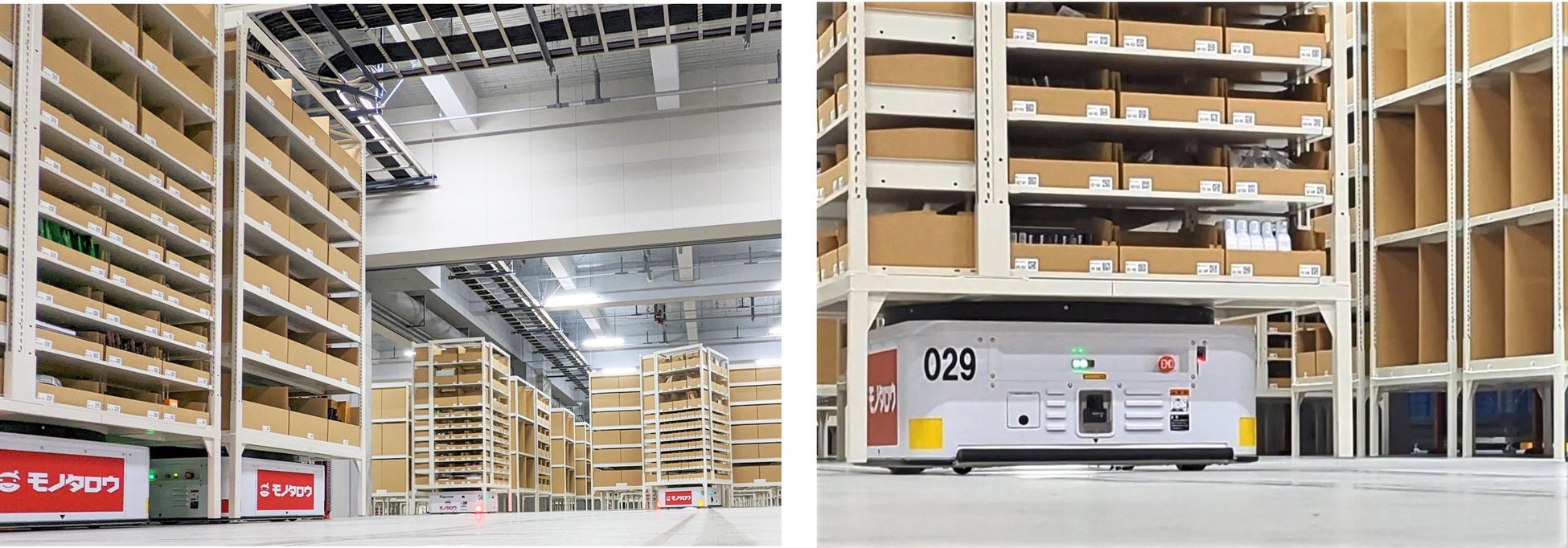 400台の小型無人搬送ロボット