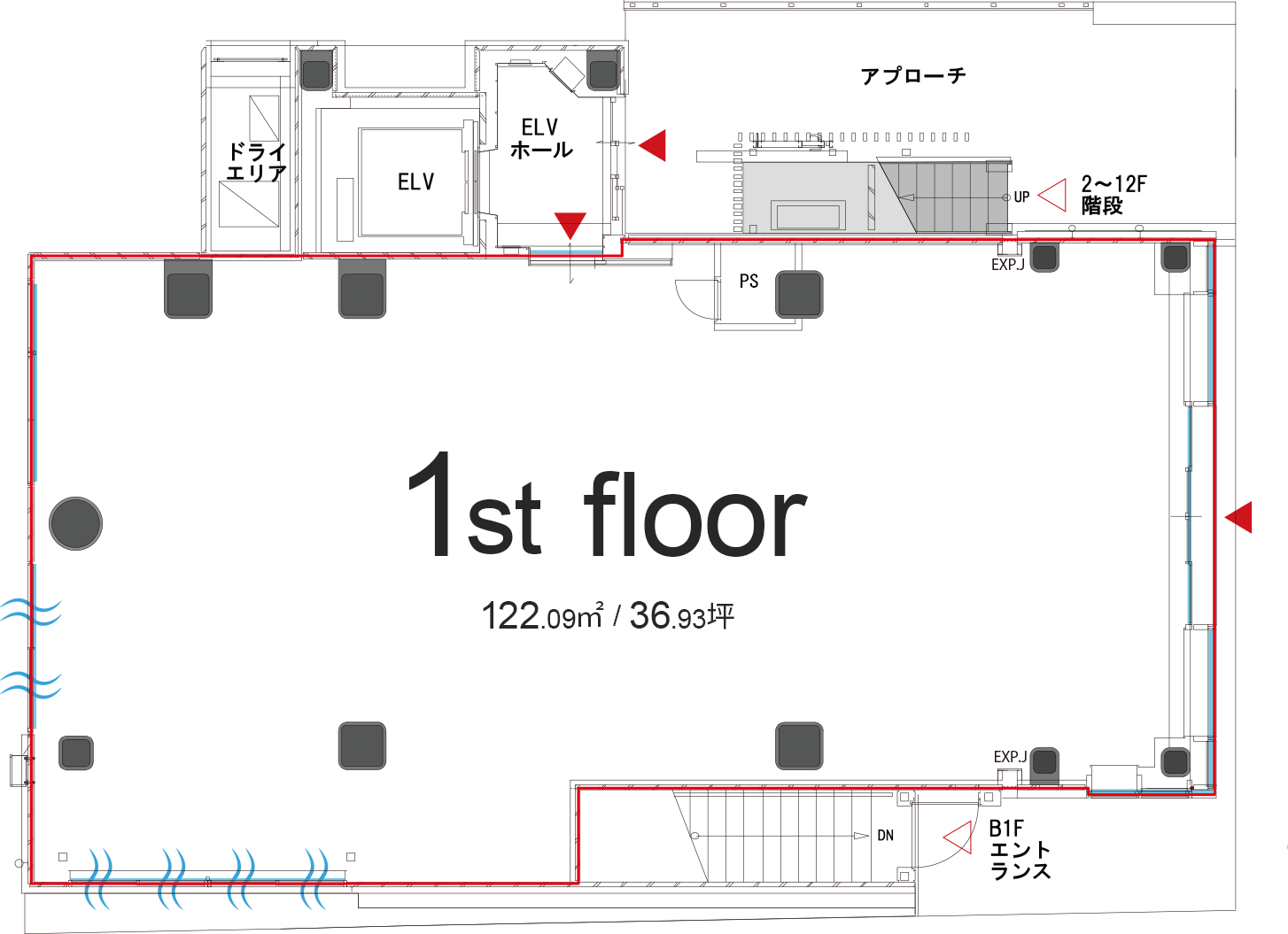 1階プラン図（122.09平米・36.93坪）