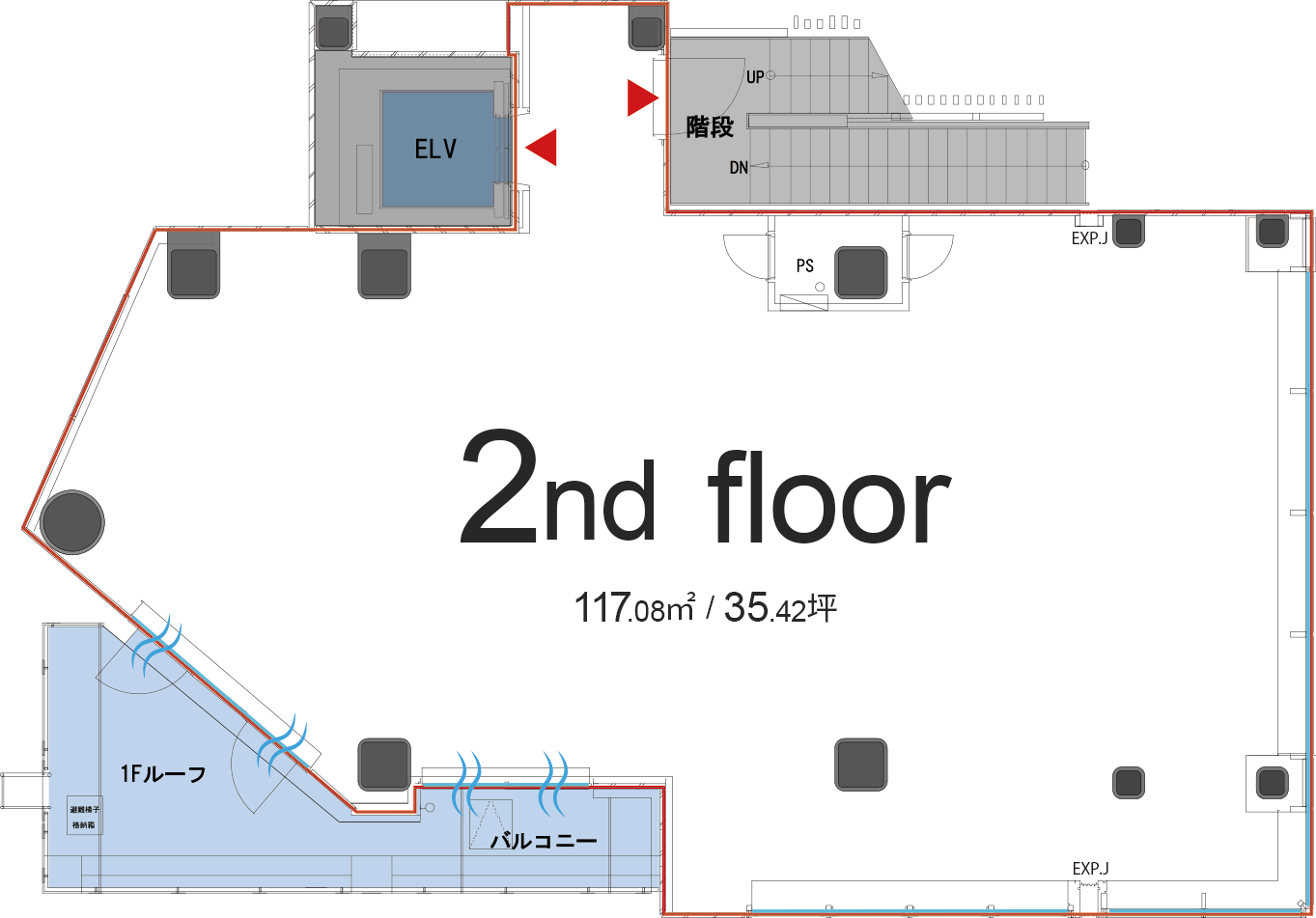 2階プラン図（117.08平米  35.42坪）