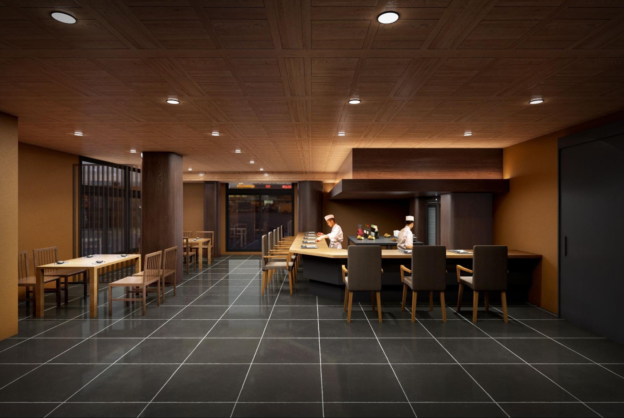 内装イメージパース（1階、飲食店(寿司割烹)想定）