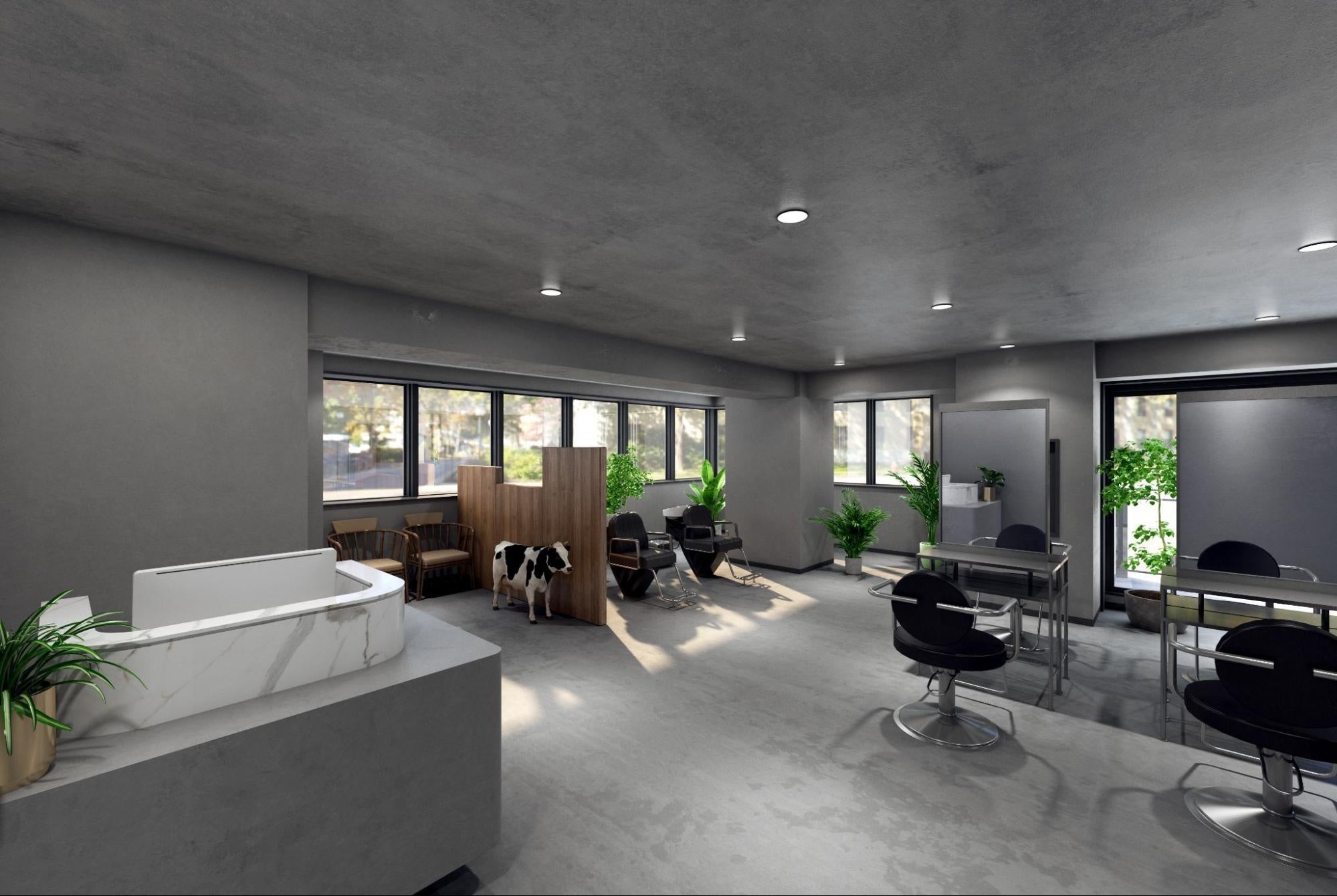 内装イメージパース（参考：サービス店舗フロア、美容室想定）