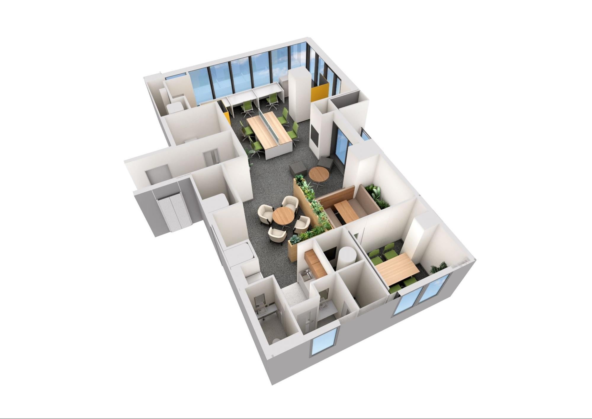 俯瞰イメージパース（12階、オフィス想定）