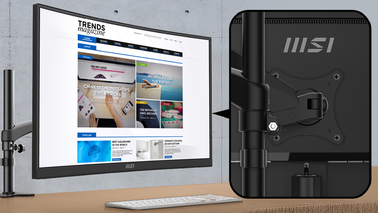 MSI初となる目に優しいビジネス向け湾曲モニター アンチ