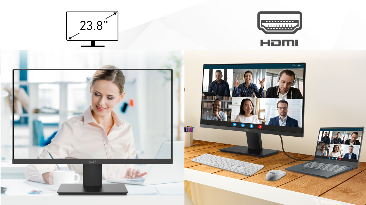 シンプルで飽きのこないデザインを採用した23.8インチモニター