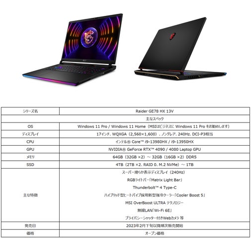 NVIDIA® GeForce RTX™ 40 シリーズ Laptop GPU搭載ゲーミングノート NVIDIA® GeForce RTX™ 40 シリーズ Laptop GPU搭載ゲーミングノート