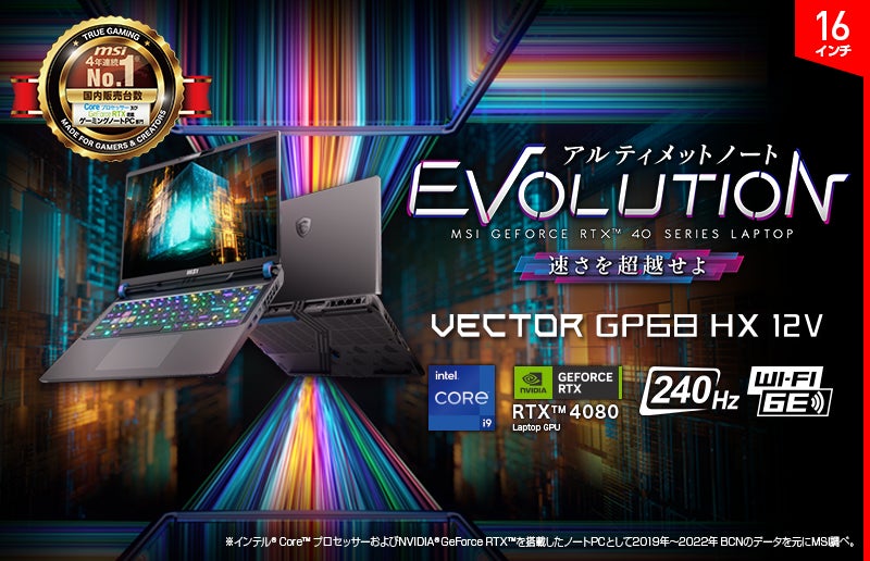 メモリ 64GBと「GeForce RTX™ 4080 Laptop GPU」を標準搭載!超高性能