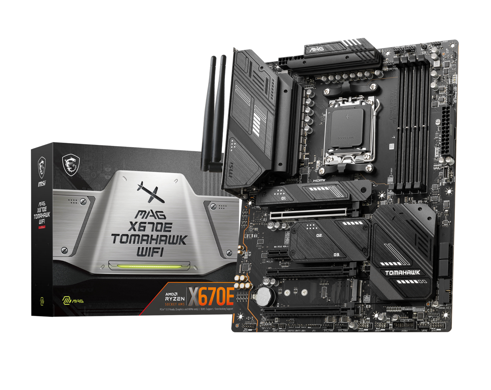 MSI、AMD Ryzen™ 7000シリーズ対応のX670Eチップセット搭載マザーボード「MAG X670E TOMAHAWK WIFI」を発売。高耐久性とコストパフォーマンスが魅力。最新のPCIe5.0 x 16スロットやM.2 Gen5スロットを搭載し、将来のアップグレードにも対応可能。