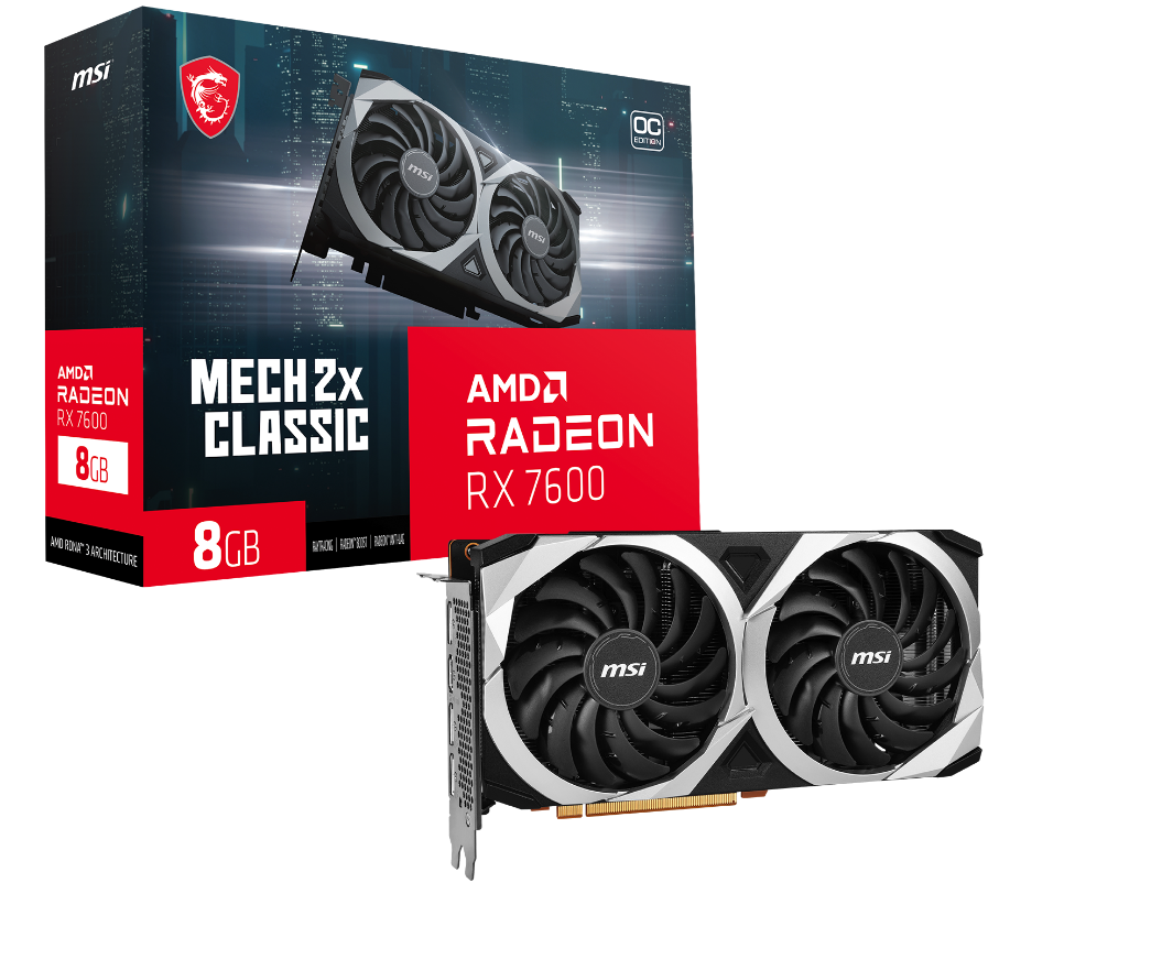 「RADEON™ RX 7600 MECH 2X CLASSIC 8G OC」がMSIから発売！AMD RDNA3アーキテクチャを採用し、高性能な冷却機構と静音性を実現。BCN AWARD 2023「グラフィックボード」部門No.1受賞の信頼性。