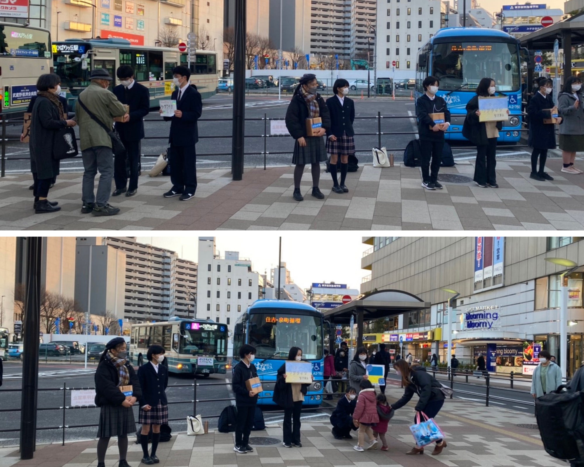 駅前ロータリーで行った募金は、多くの方にご協力いただきました