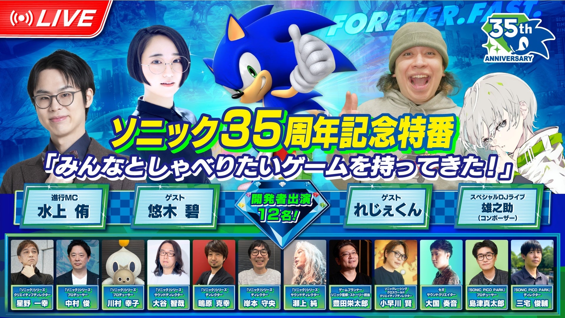 ソニック35周年特番！豪華ゲストと開発者集結、最新情報も一挙公開！