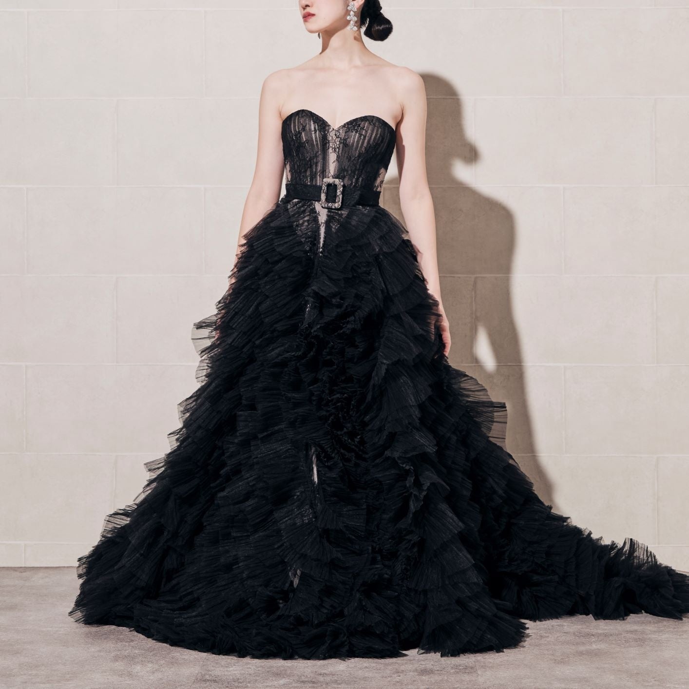 リルアー　ドレス　Whole race layered dress ボルドー Whole race layered dress（ドレス）｜LE'RURE（リルアー）の
