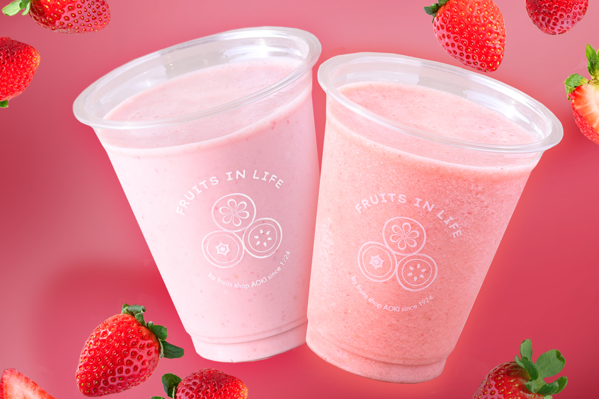 左『あまおうアーモンドミルク』、右『あまおうミックス』