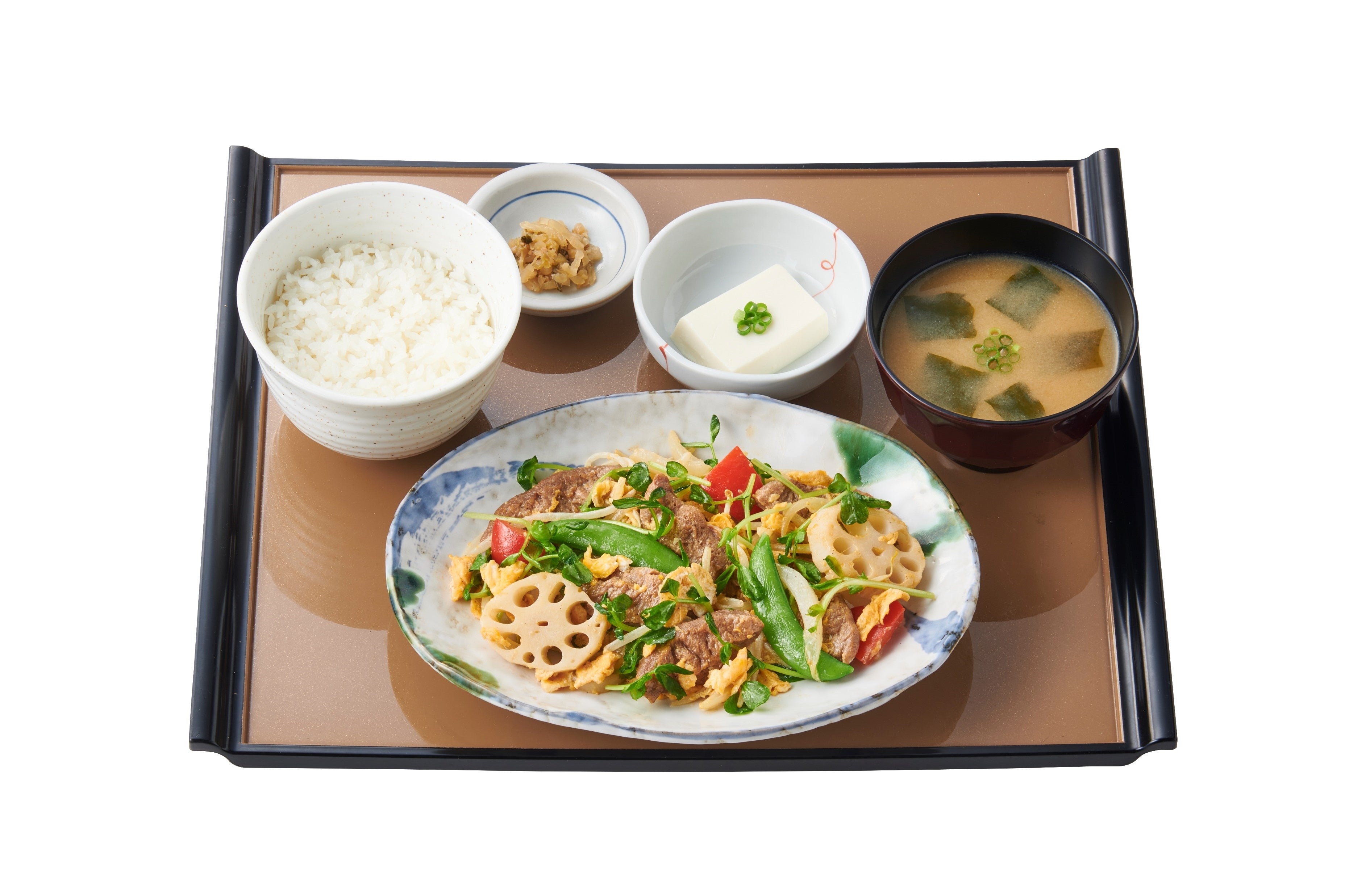 大豆ミートの豆苗玉子炒め定食　780円
