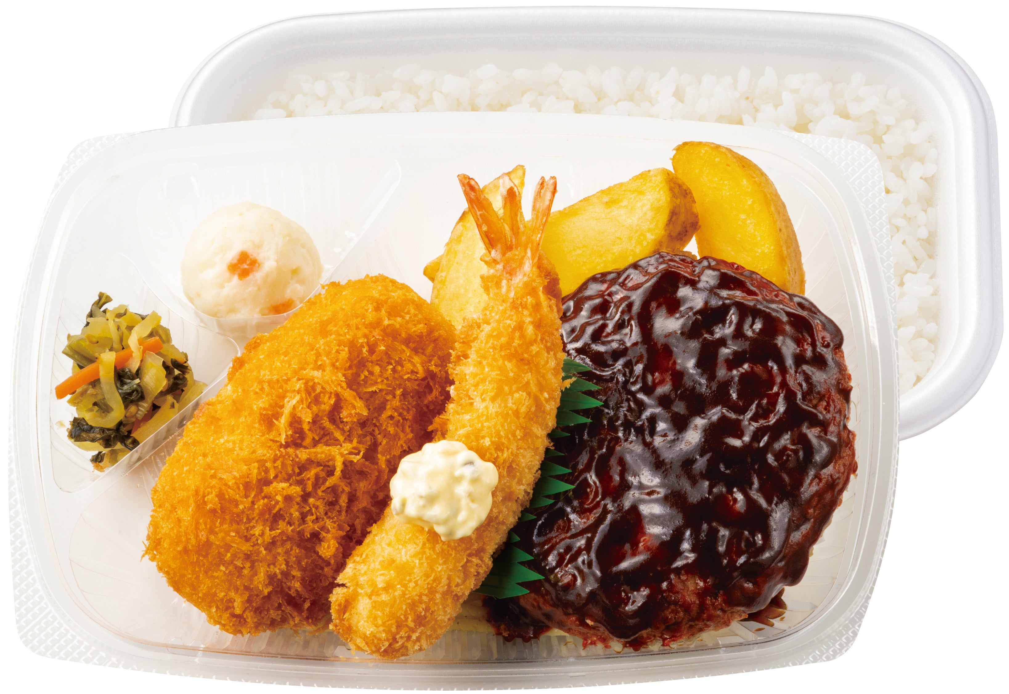 ハンバーグ&カニクリームコロッケ弁当　890円