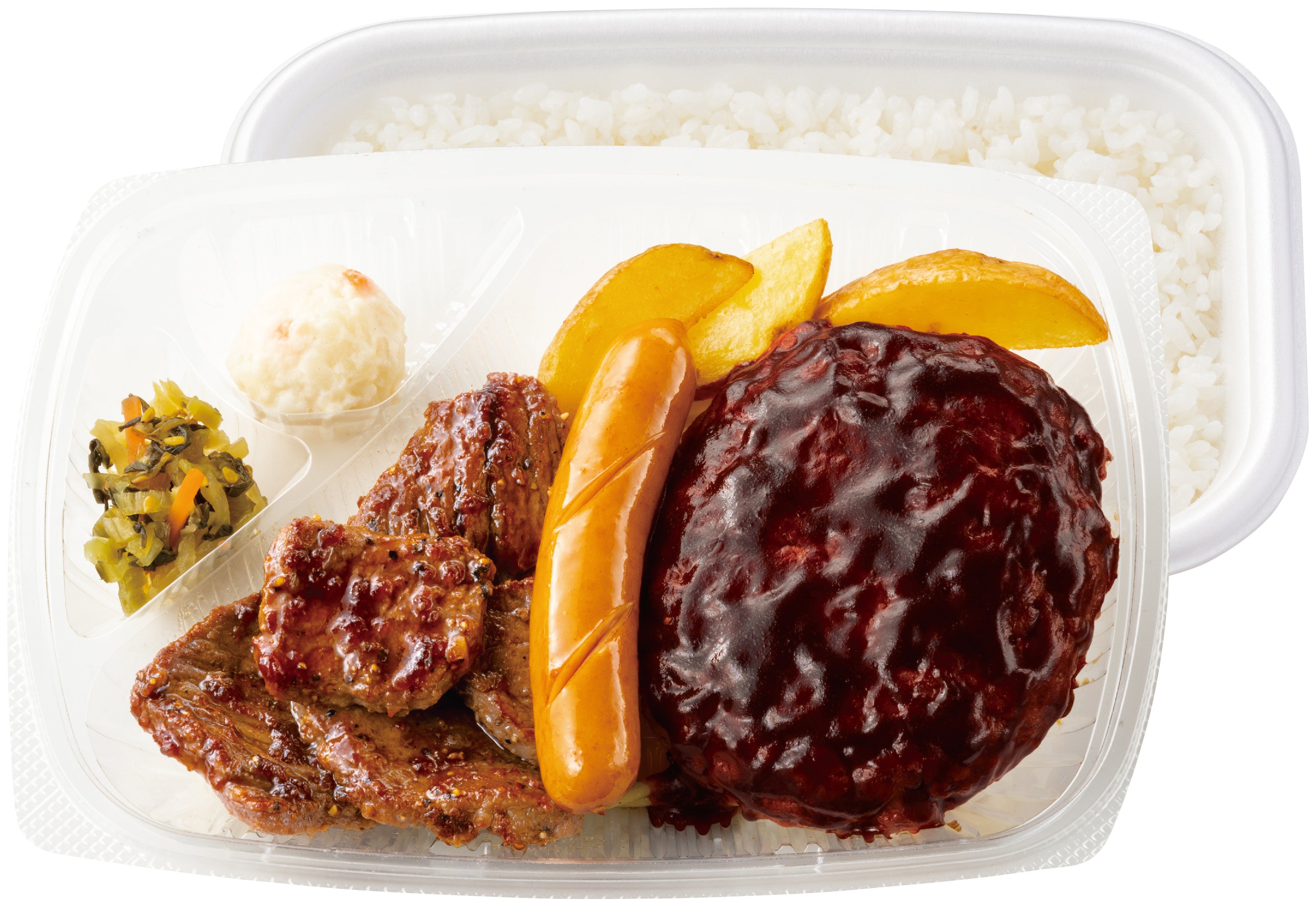 ハンバーグ&カットステーキ弁当　890円