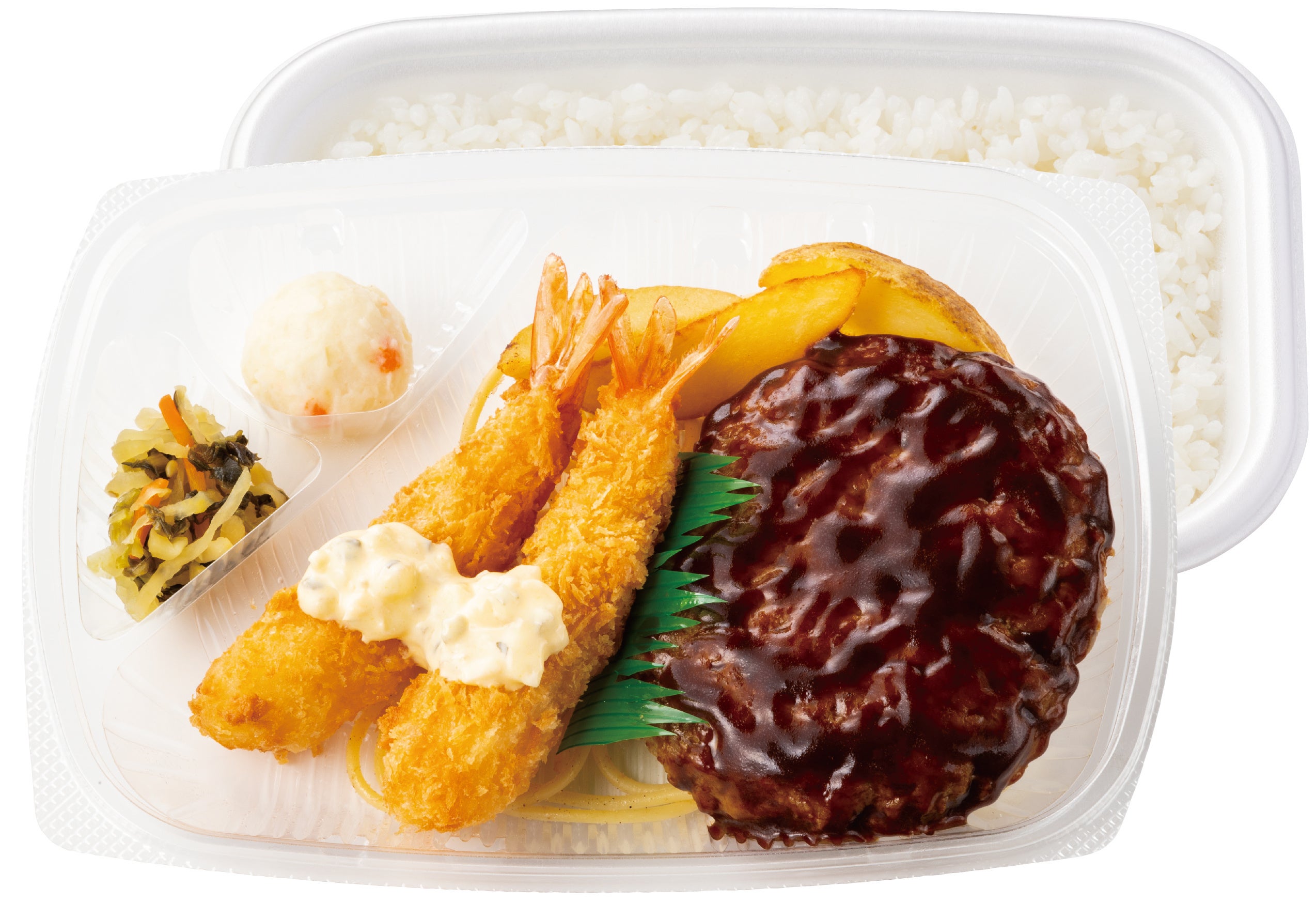 ハンバーグ＆エビフライ弁当 820円