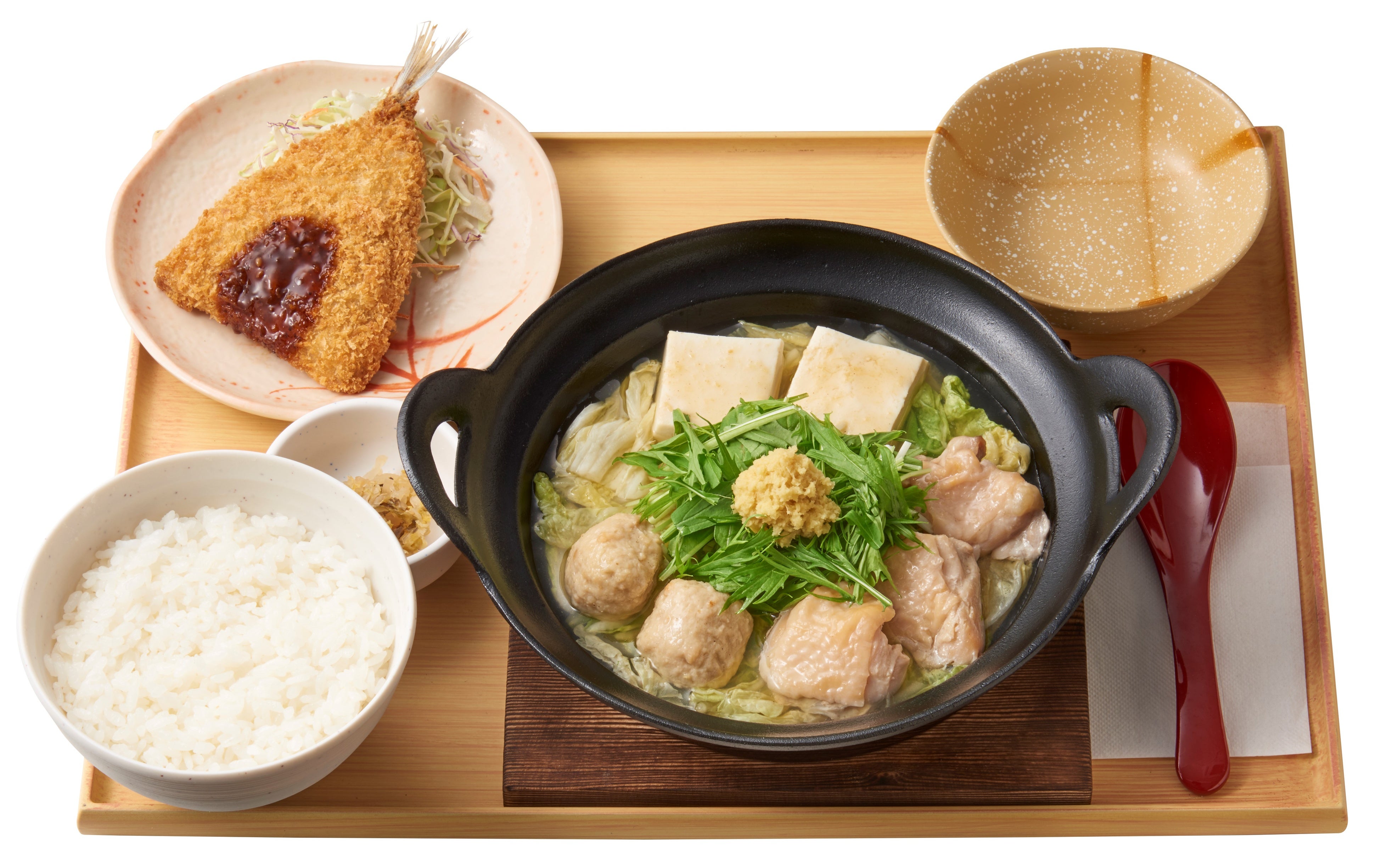 【アジフライ付】鶏しょうが鍋定食　950円