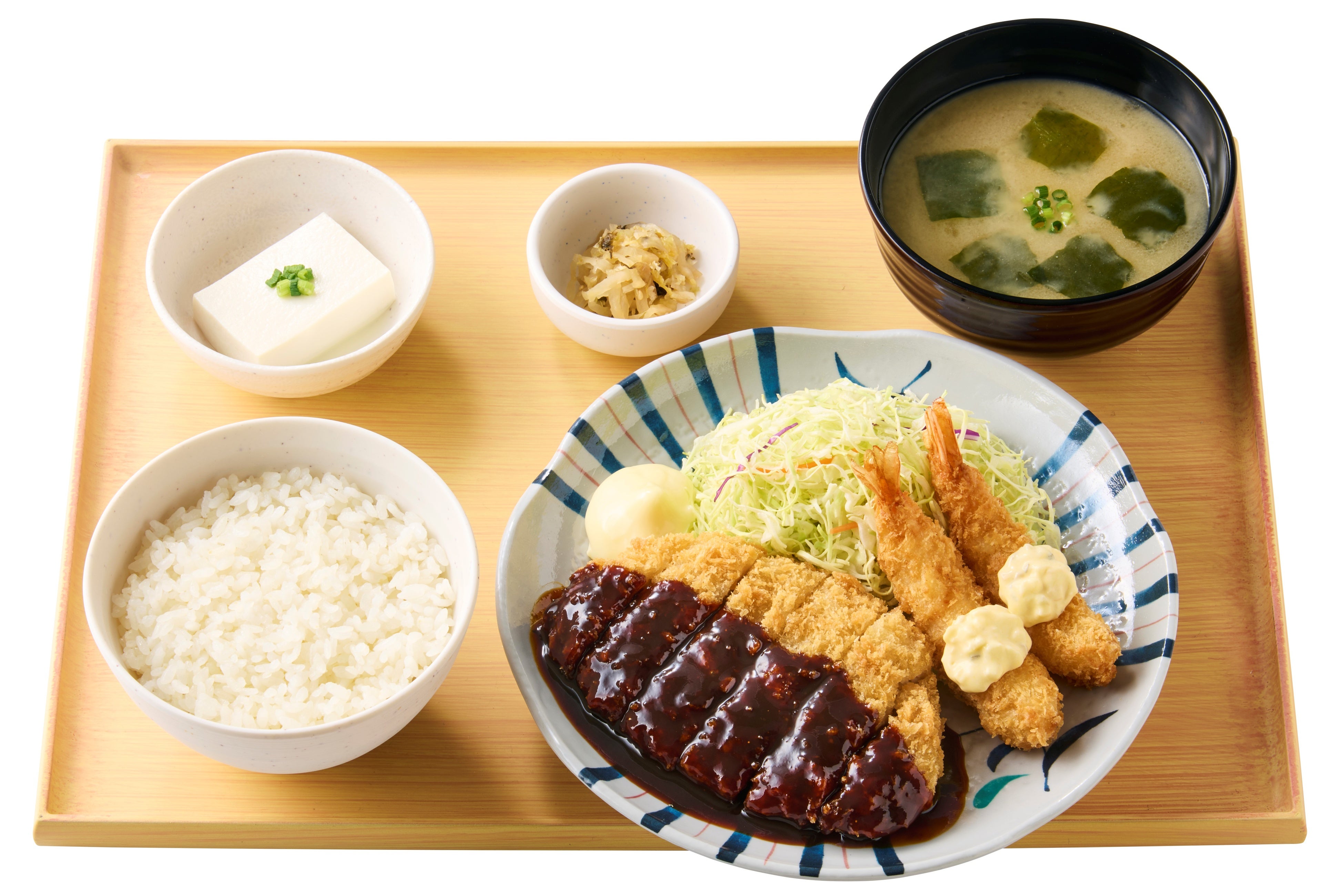 ～名古屋の味～味噌かつとエビフライの定食　1,090円