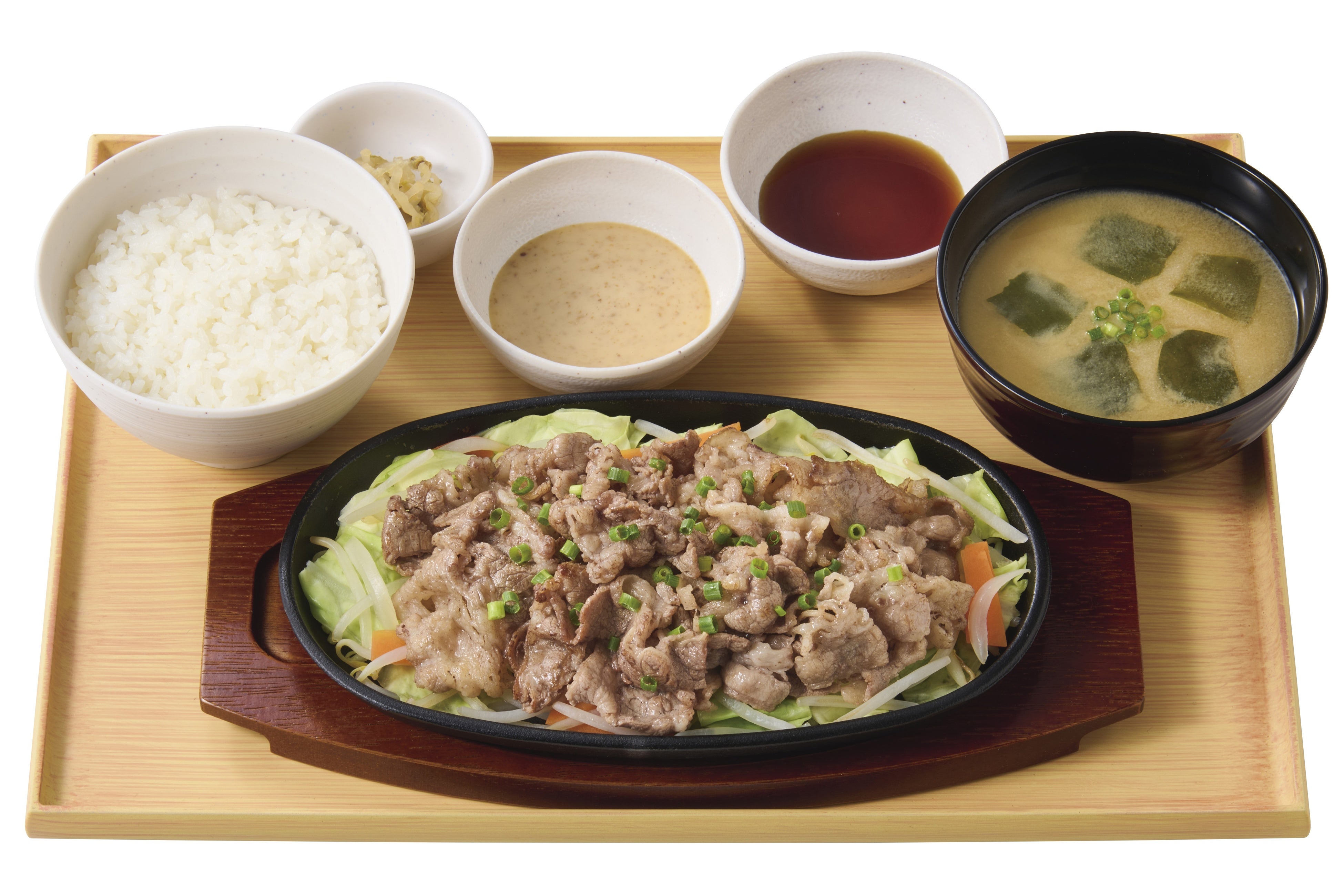 【お肉 1.5 倍】牛焼きしゃぶとたっぷり野菜の定食(ごまだれ・ぽん酢) 1,290円