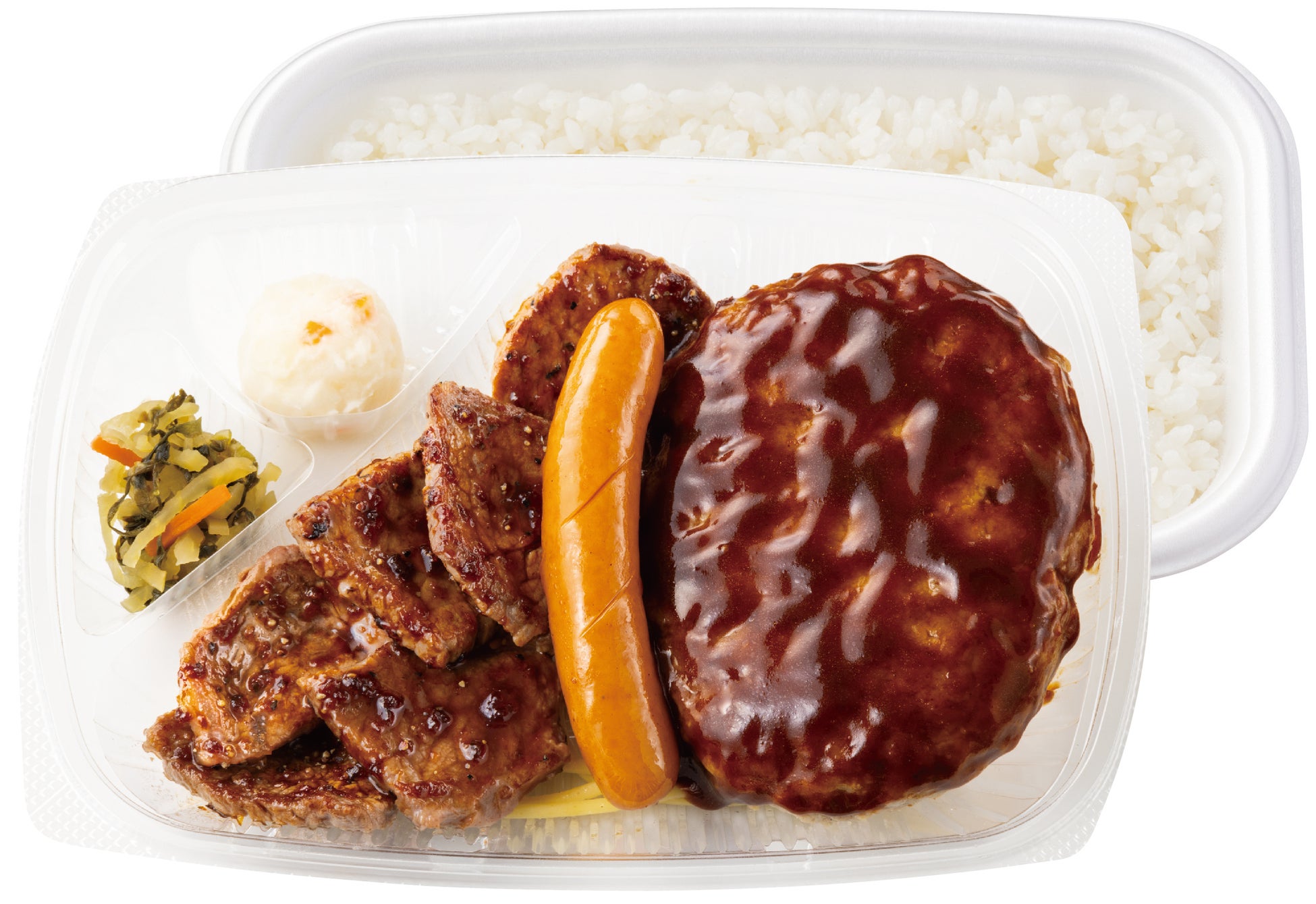 ハンバーグ&カットステーキ弁当 (ウインナー付) 990円