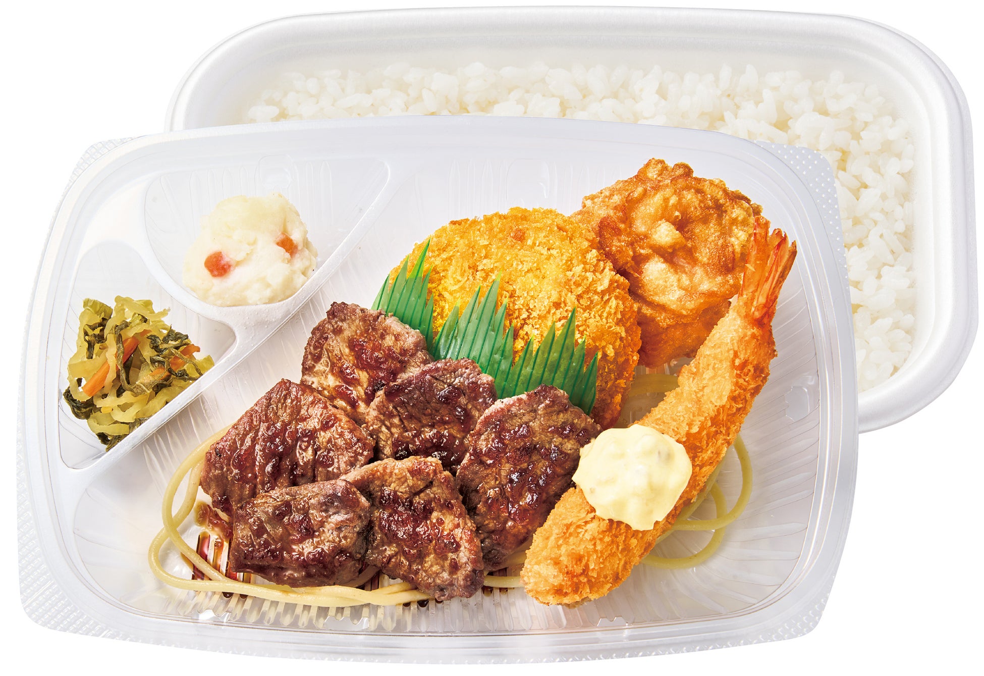 カットステーキ&ミックスフライ弁当 820円