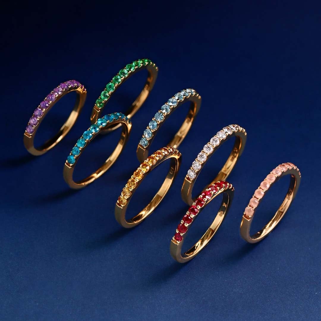 カラーストーン・ハーフエタニティリング「エマ」シリーズ