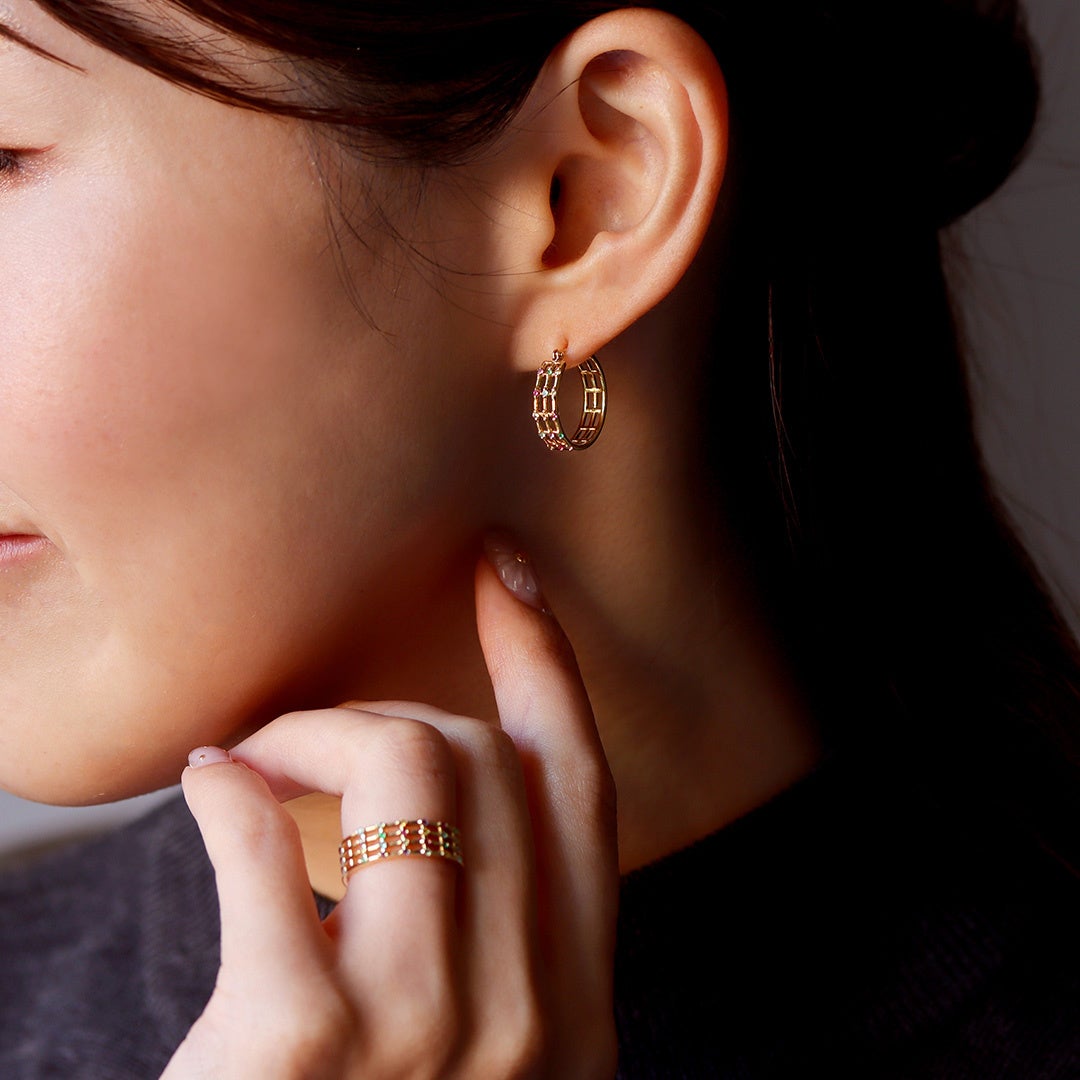 マラカイト/アメジスト/BIZOUX/ピアス/--/カラーストーン/GRN