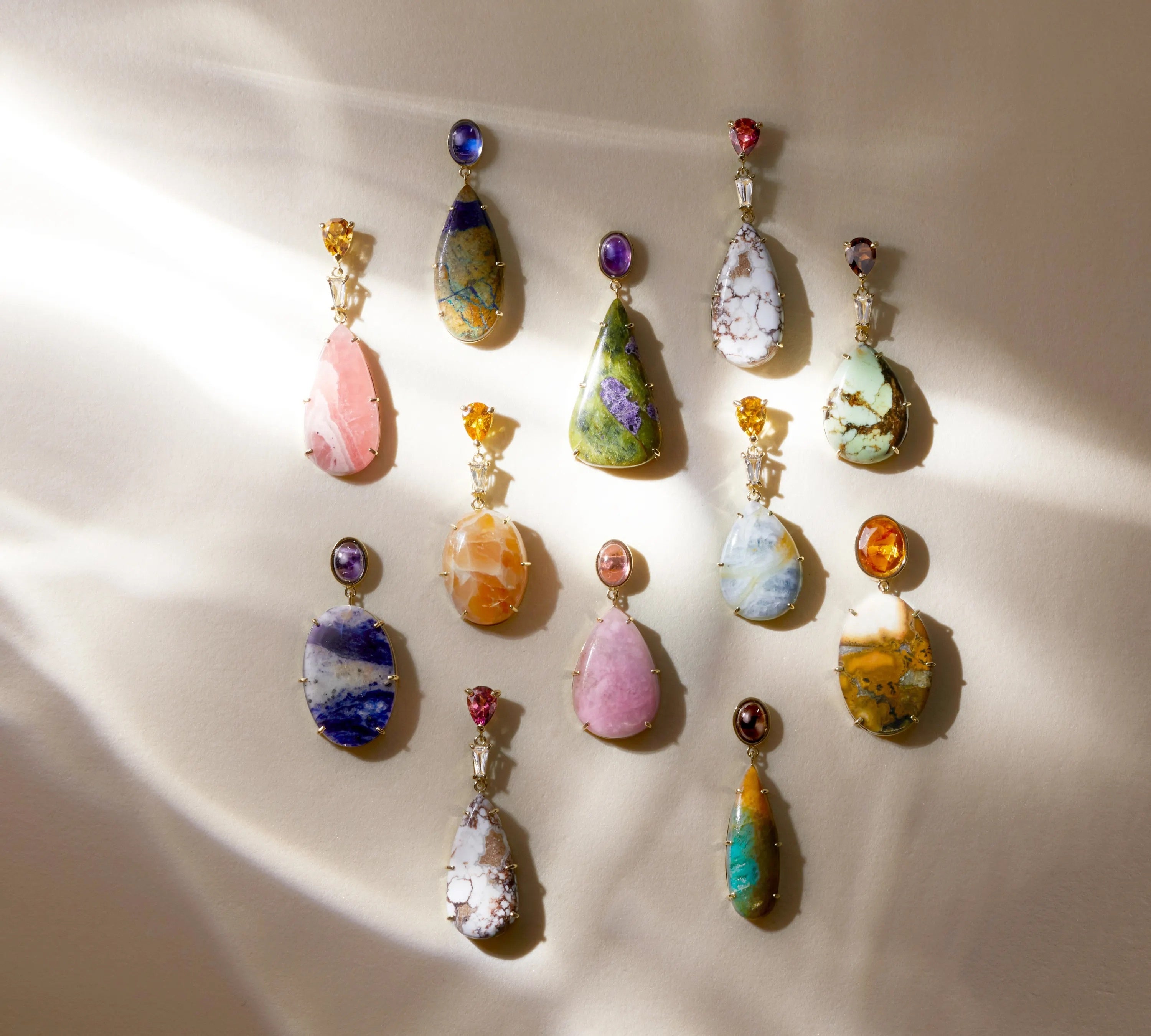 Multi Color Natural-stone K18 Earing・Althaia , Zafora