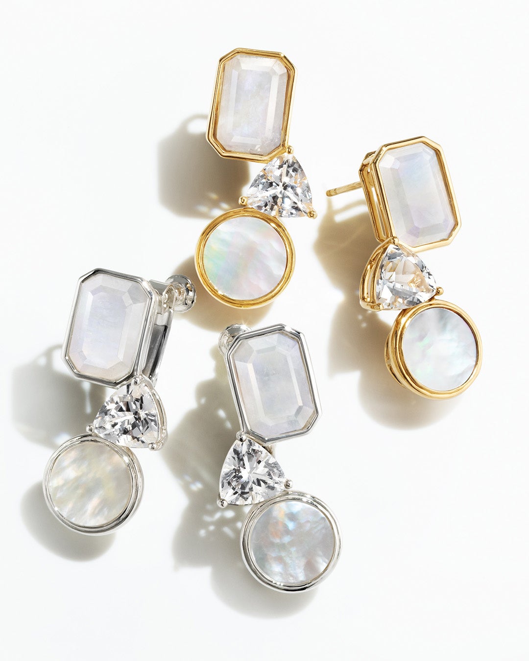 ブルームーンストーン×マルチカラージュエル シルバー925/K20コーティングピアス(両耳）/イヤリング(両耳)・コフレヌーヴォー