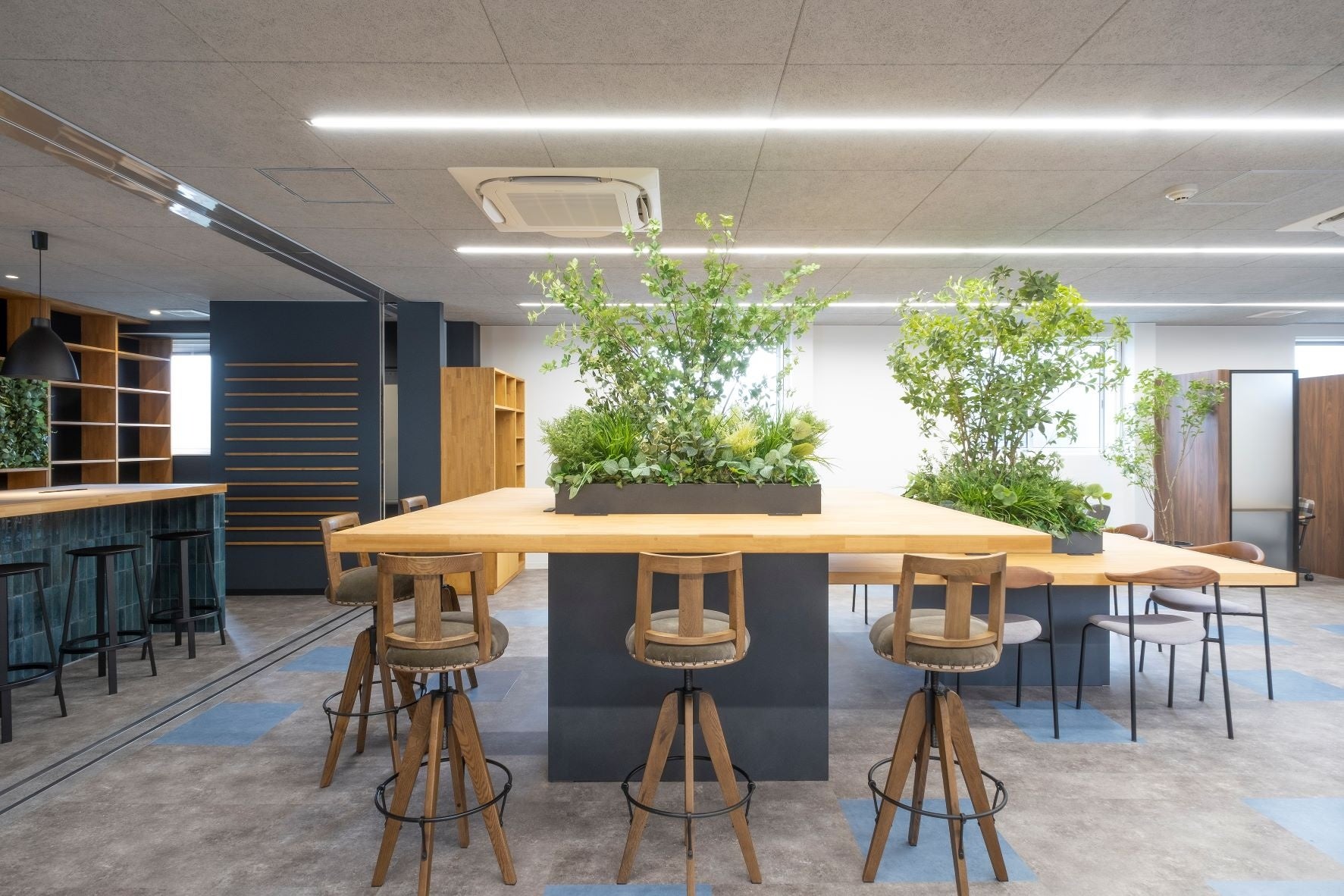 高島の山々や琵琶湖へ流れる川など、自然をイメージした空間