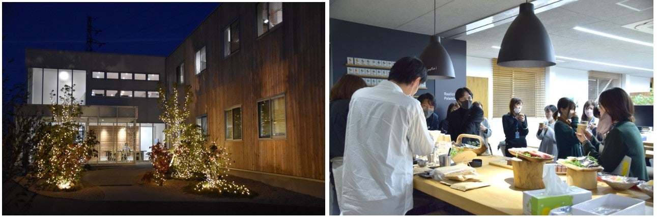 ＨＡＡＲＵのプロデュースでライトアップされた本社