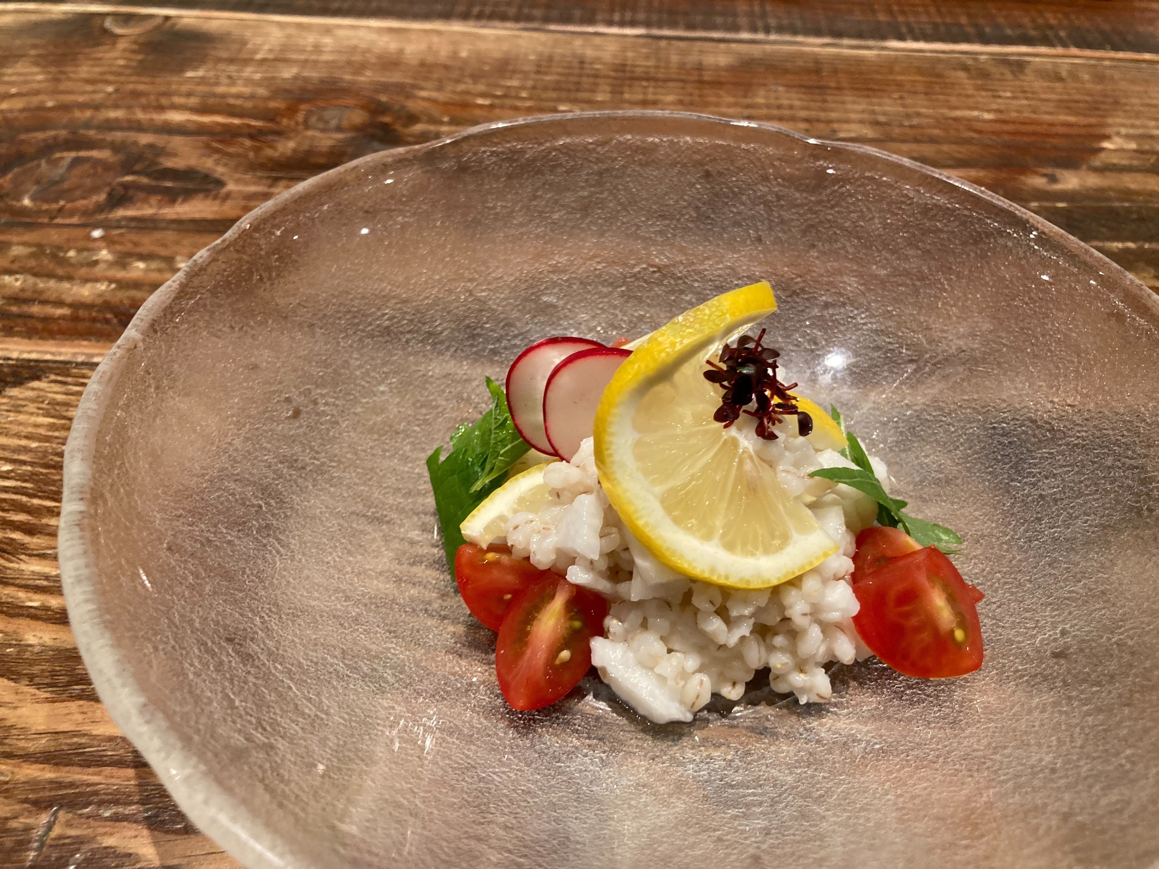 瀬戸内水軍 田町三田本店：麦トロの瀬戸内レモン合え