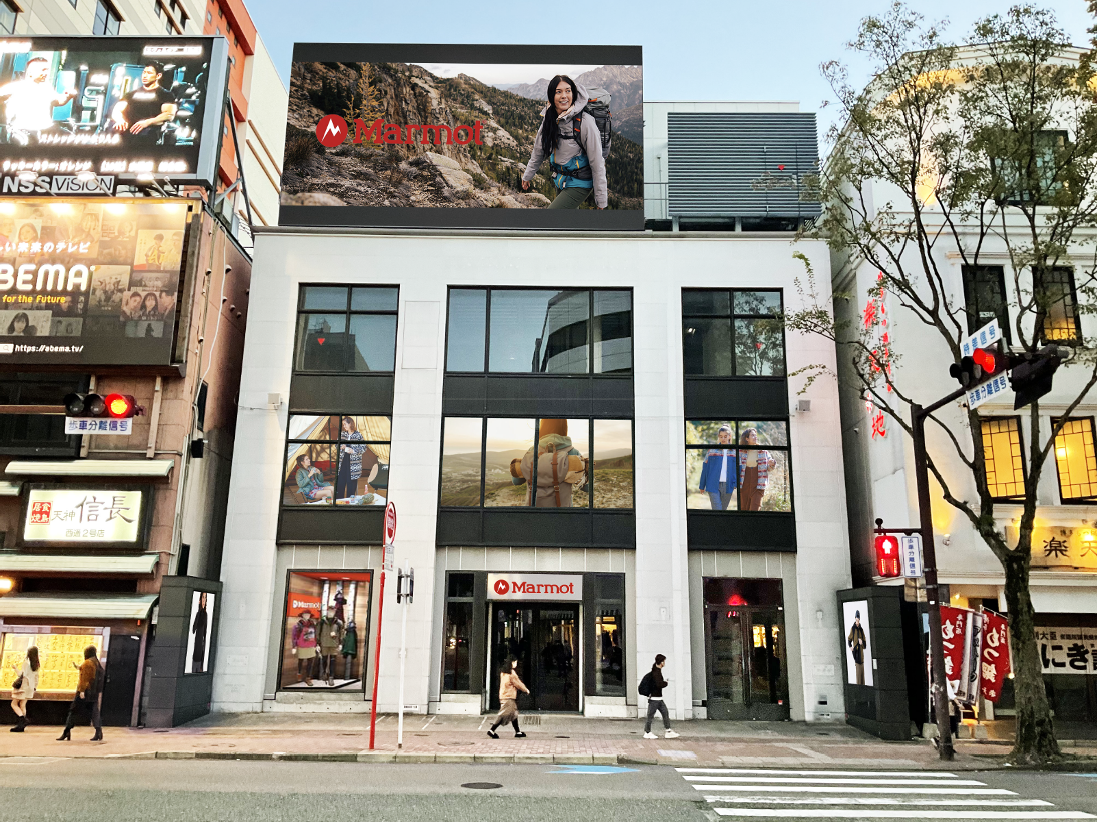 福岡市天神エリアに大型サイネージを備えた大規模なレンタルスペース