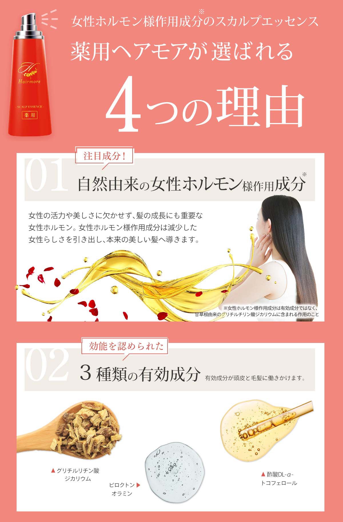 薬用ヘアモア育毛剤とヘアモア詰め替え・ヘアモアシャンプー