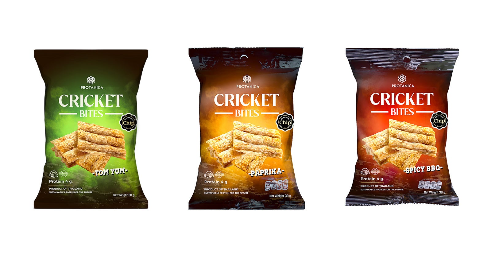 左からトムヤム味、パプリカ味、スパイシーBBQ味