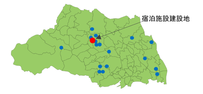 埼玉県内の物流拠点と社員寮の配置
