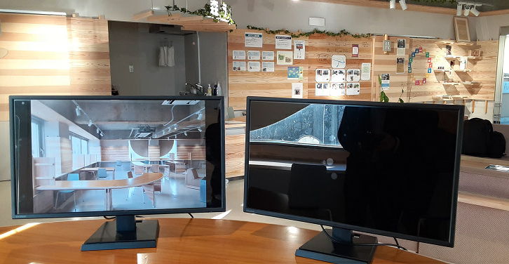 「NSG Purity™」を貼付した 「森のイノベーションラボFUJINO（愛称 森ラボ）」モニター