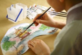 京扇子　絵付け