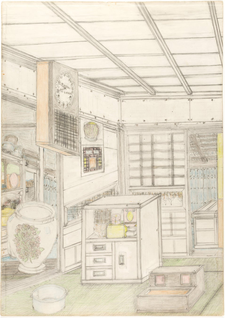 秦野良夫(はたのよしお) 「タイトル不明」制作年不明|紙、鉛筆、色鉛筆|515×365mm