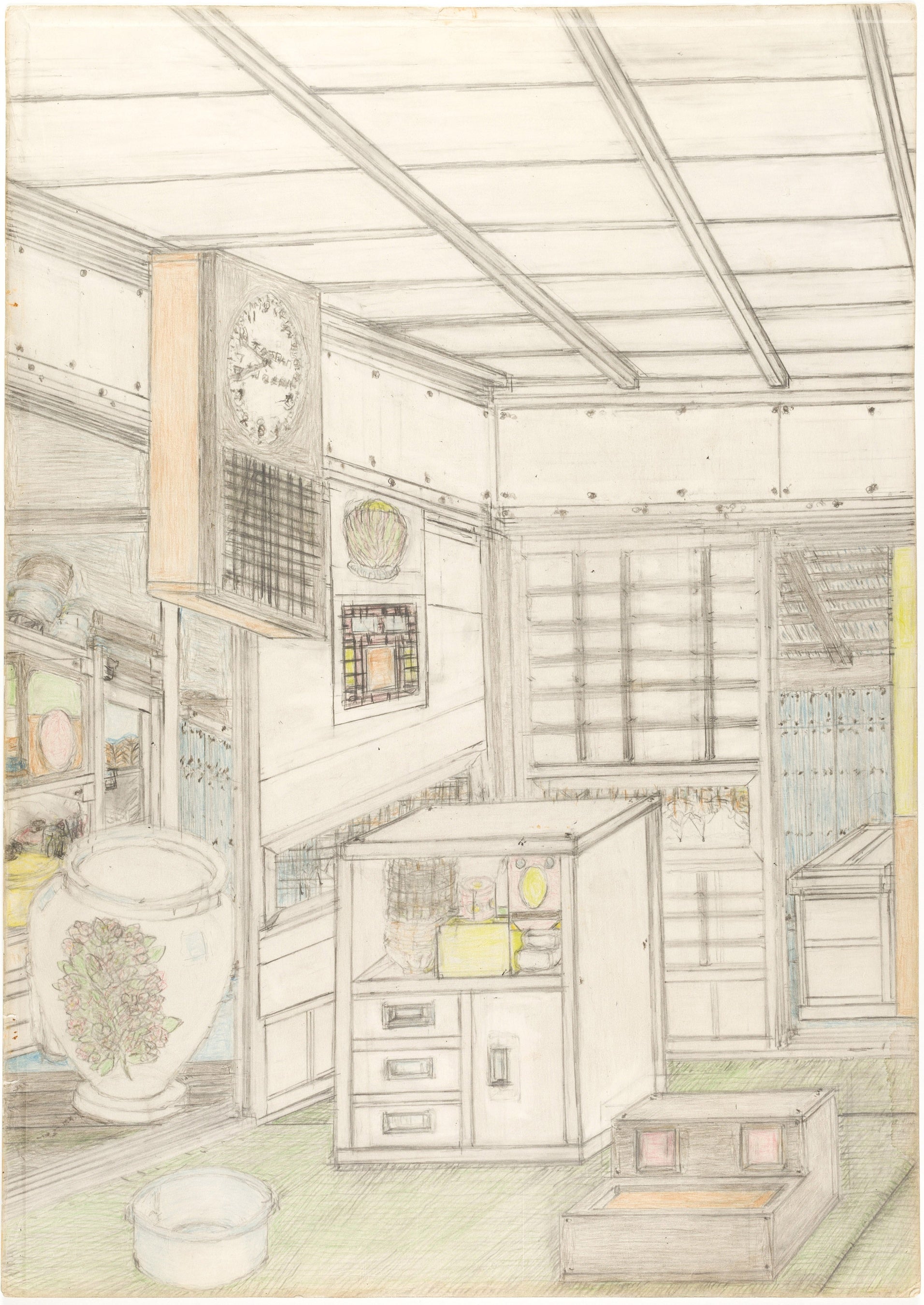 秦野良夫（はたのよしお） 「タイトル不明」制作年不明｜紙、鉛筆、色鉛筆｜515×365mm