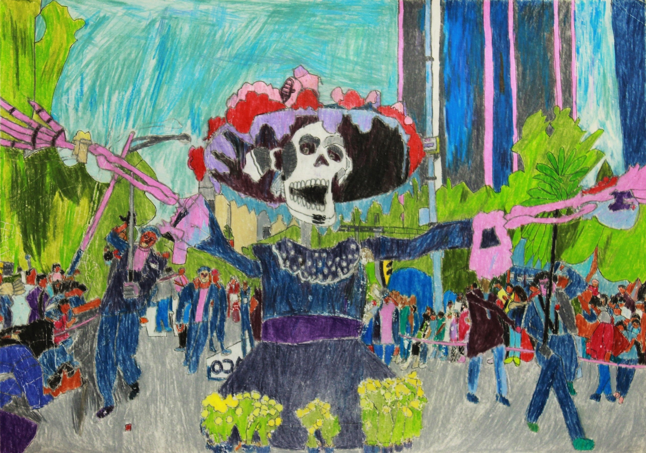 吉田裕志《死者の日》 2019年｜380×541mm｜色鉛筆、紙