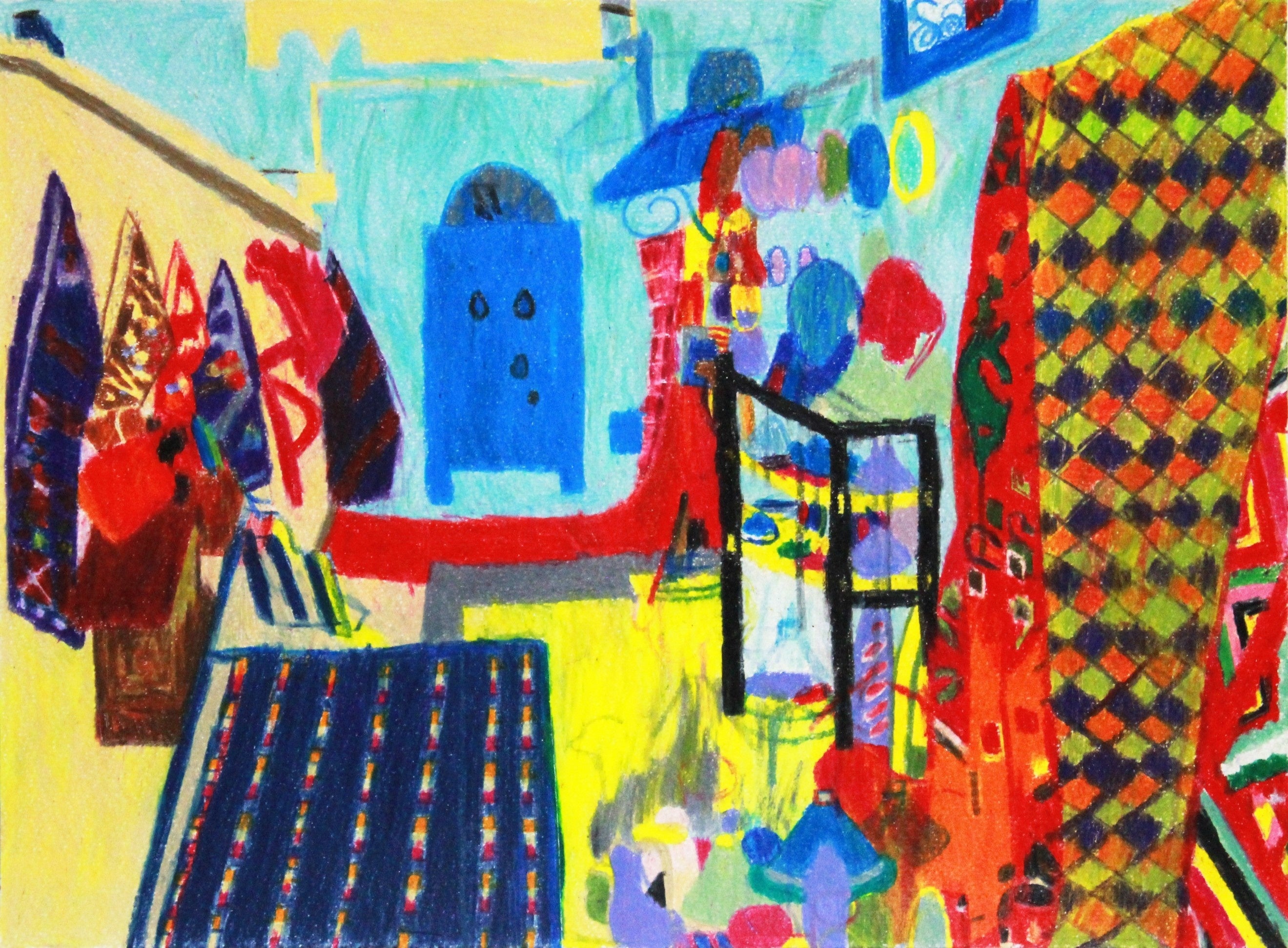 吉田裕志《モロッコのお店》 2019年｜242×333mm｜色鉛筆、紙