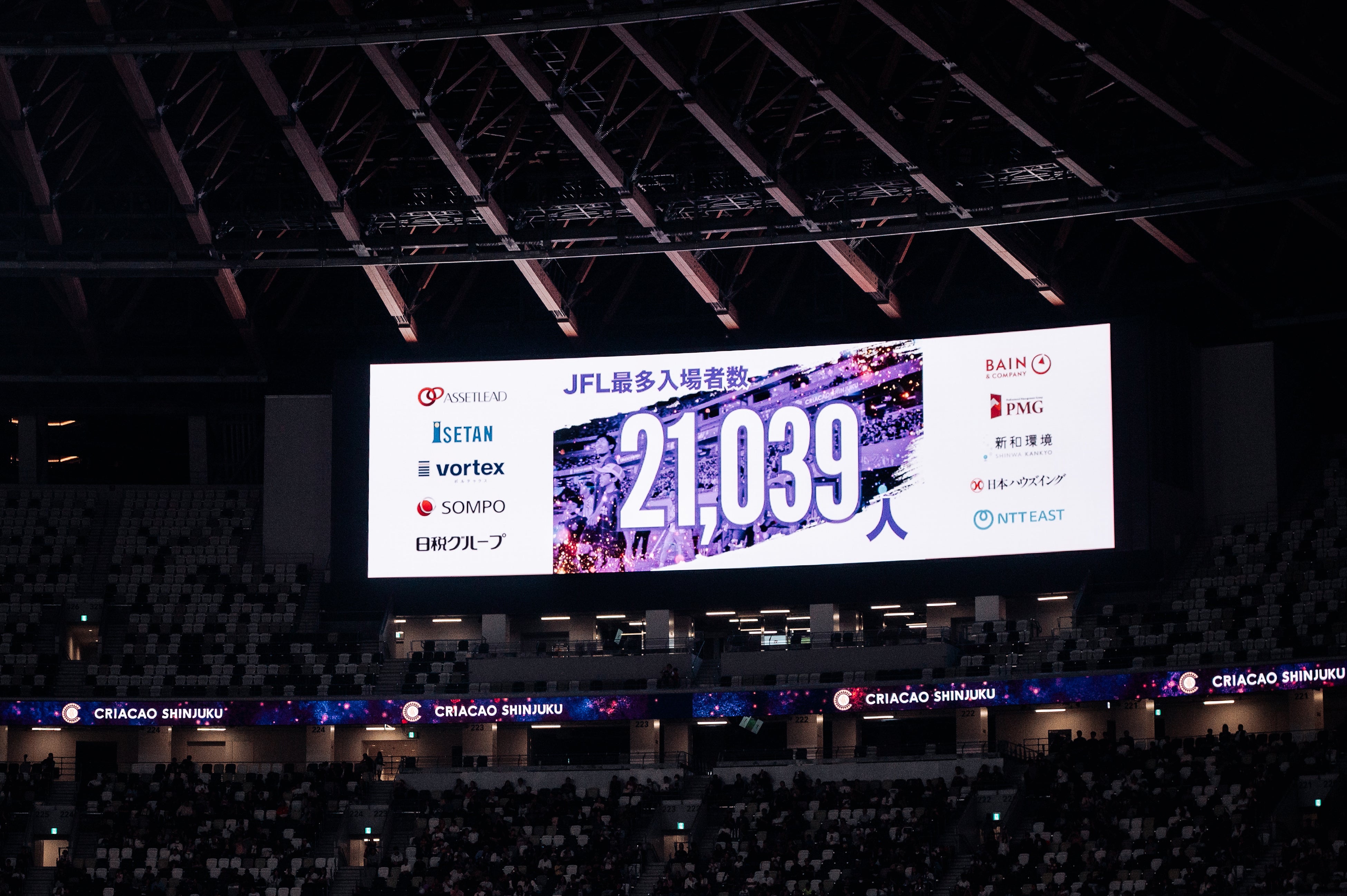 MUFGスタジアム（国立競技場）でのホームゲームに21,039人が来場
