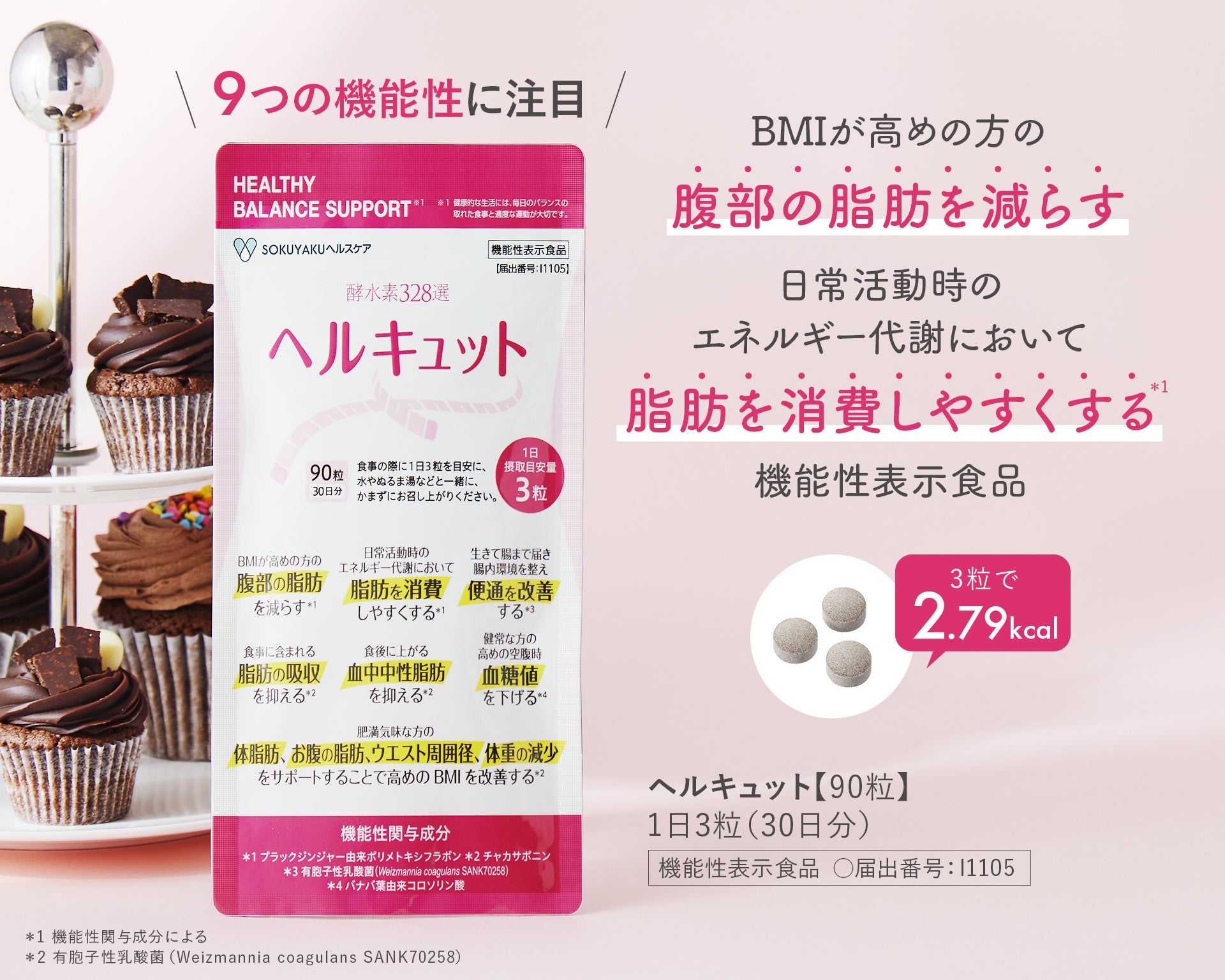 日本初※1の機能性表示食品「ヘルキュット」が誕生。4つの機能性
