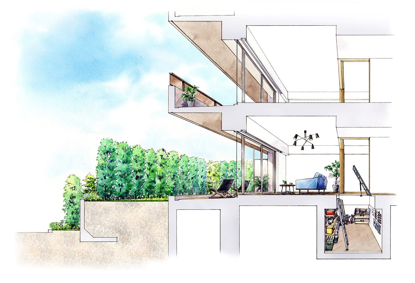 大型床下収納イメージ（断面イラスト）